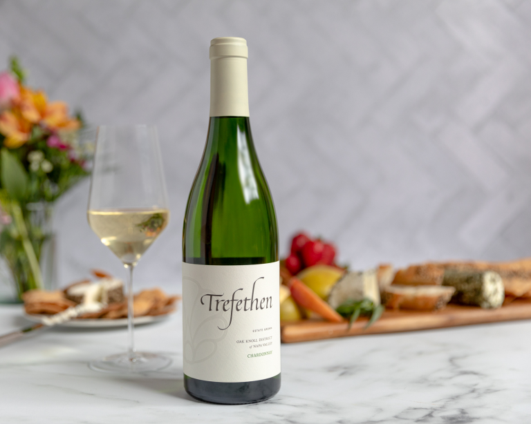 Trefethen Chardonnay on table